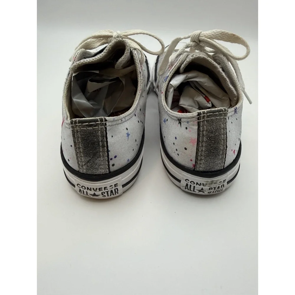 Converse Chuck Taylor All Star Low Silver Star Print Girls Youth Size 3 Sneakers